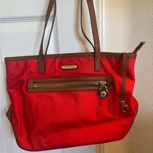 Michael Kors Scarlet and Tan Tote Bag